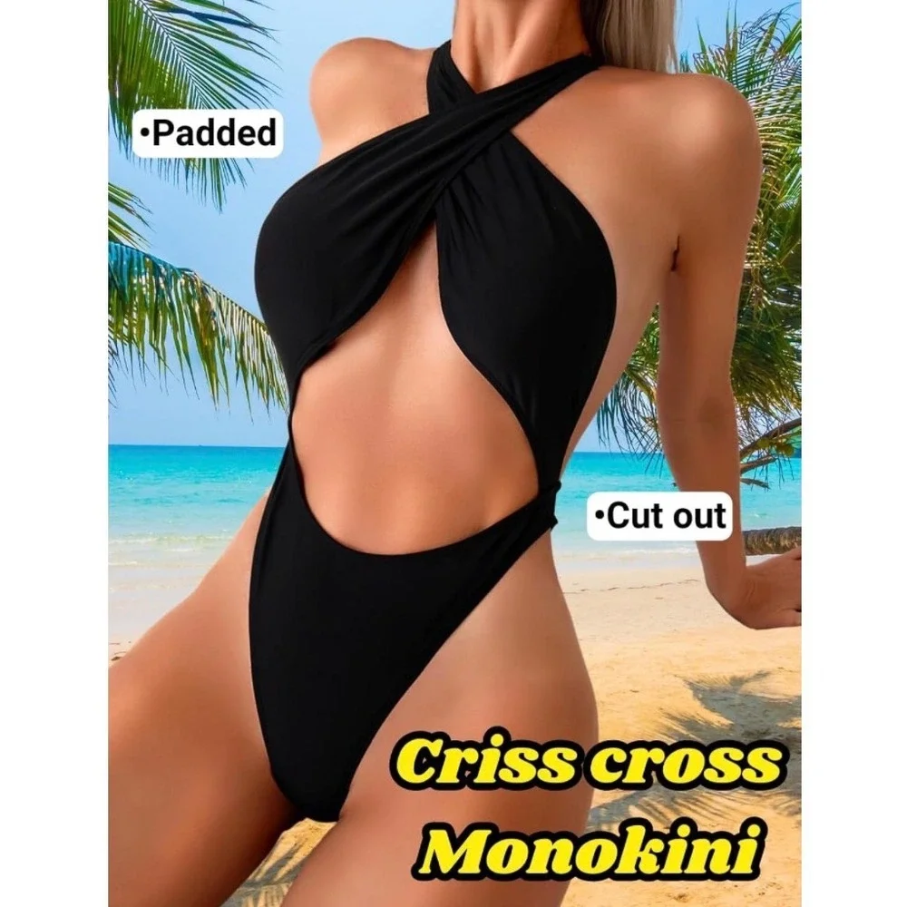 Sleek Black Twist Cutout One-Piece Swimsuit